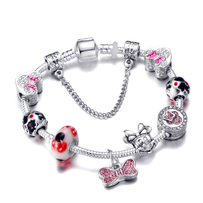 Silver Snake Chain Charm Bracelet For Women