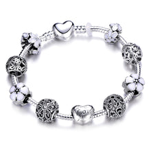 Load image into Gallery viewer, Silver Plated Snake Chain Charm Bracelet For Women