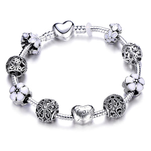 Silver Plated Snake Chain Charm Bracelet For Women