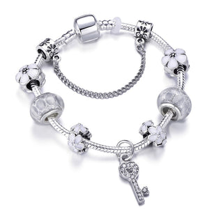 Silver Plated Snake Chain Charm Bracelet For Women