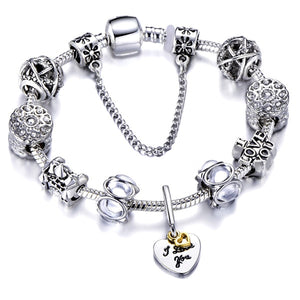 Silver Plated Snake Chain Charm Bracelet For Women