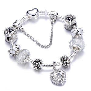 Silver Plated Snake Chain Charm Bracelet For Women