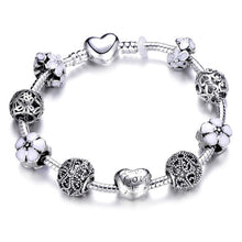 Load image into Gallery viewer, Silver Plated Snake Chain Charm Bracelet For Women