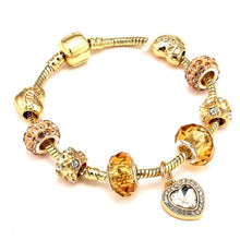 Load image into Gallery viewer, Luxury Crystal Heart Gold Color Charm Bracelet For Women