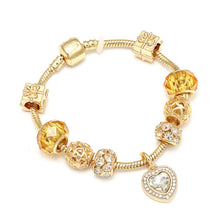 Load image into Gallery viewer, Luxury Crystal Heart Gold Color Charm Bracelet For Women