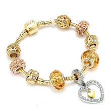 Load image into Gallery viewer, Luxury Crystal Heart Gold Color Charm Bracelet For Women