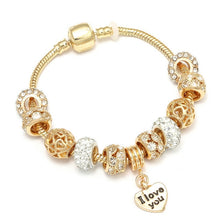 Load image into Gallery viewer, Luxury Crystal Heart Gold Color Charm Bracelet For Women