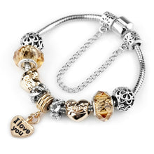 Load image into Gallery viewer, Luxury Crystal Heart Gold Color Charm Bracelet For Women