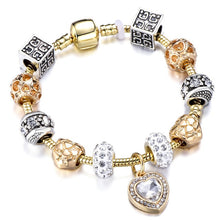 Load image into Gallery viewer, Luxury Crystal Heart Gold Color Charm Bracelet For Women