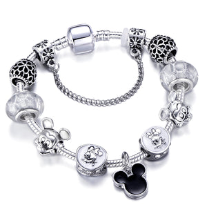 Silver Color Mickey Series Charm Bracelet For Women