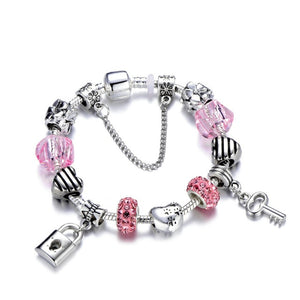 Silver Color Mickey Series Charm Bracelet For Women