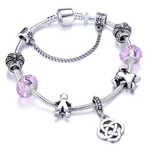 Silver Color Mickey Series Charm Bracelet For Women