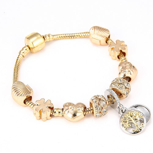 Gold Color Charm Bracelet & Bangles For Women